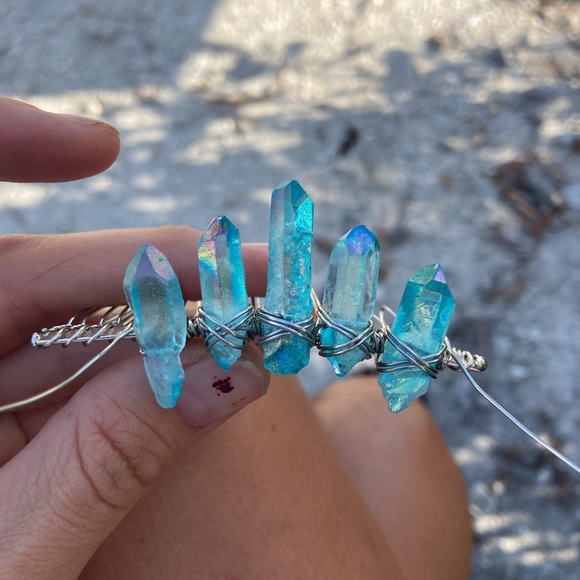 CUSTOM Aqua Angel Aura Pixie Crown - Picture 5 of 6